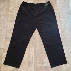 NWT Lauren Jeans Co Ralph Lauren Black Corduroy Pants Womens 22W Hong Kong Y2K